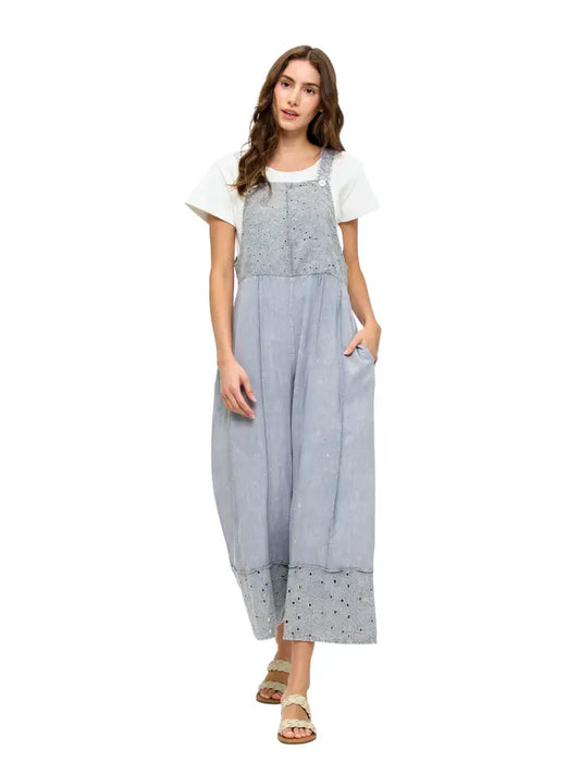 Boho Patchwork Overall Razor Cut Lace