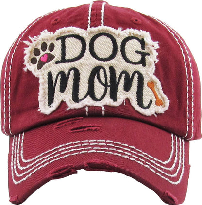 DOG MOM WASHED VINTAGE BALLCAP: WHT