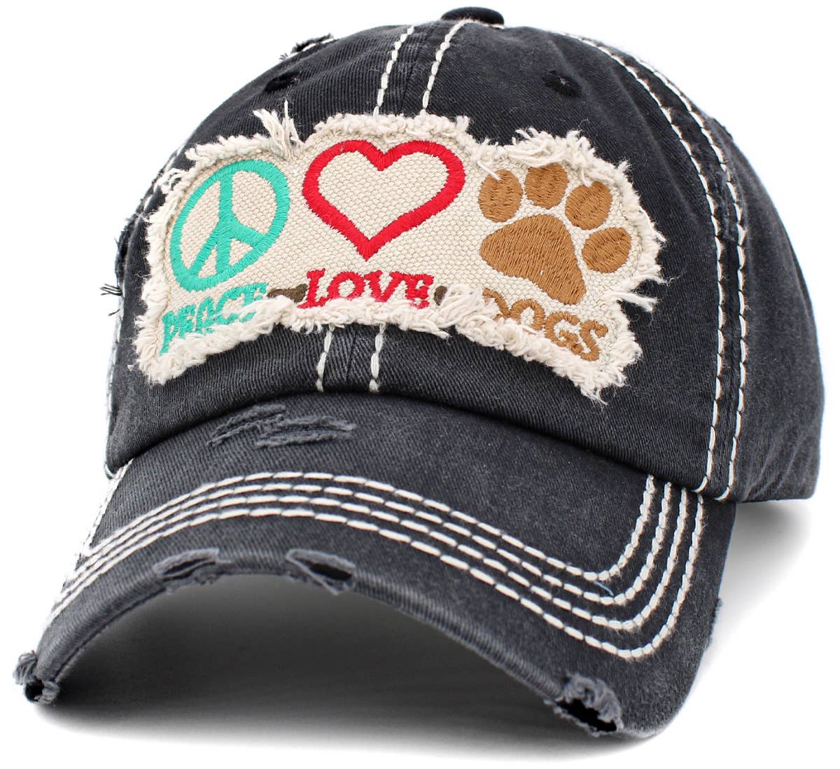 Peace Love Dogs Vintage Ballcap