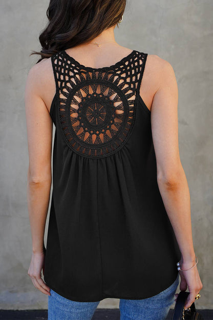 Bohemian Crochet Patchwork Sleeveless Tunic Top |  S