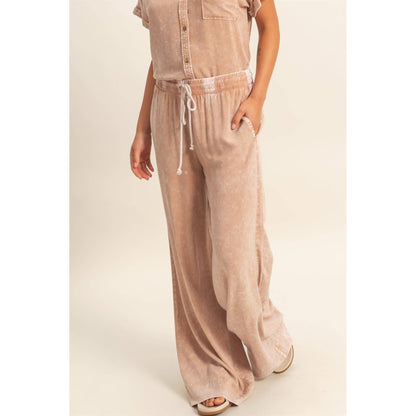 Hyfve DZ26A651 Mineral Washed Wide Leg Pants