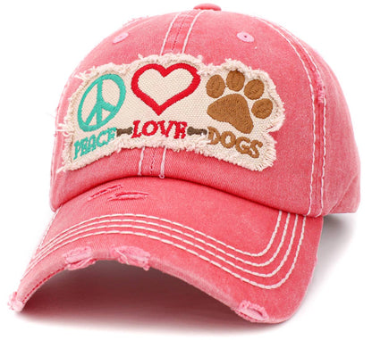 Peace Love Dogs Vintage Ballcap