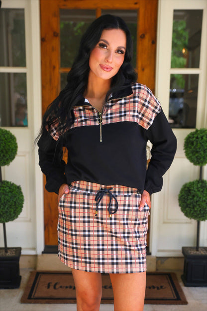 Mia Printed Pullover- Nora Plaid