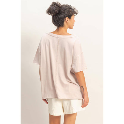 Washed V-Neck Oversized Tee