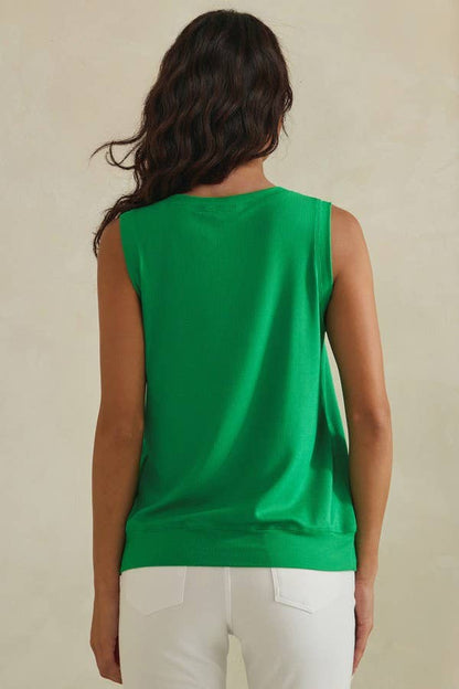 LuxeAir Ribbed Relaxed V-Neck Tank Top - XL