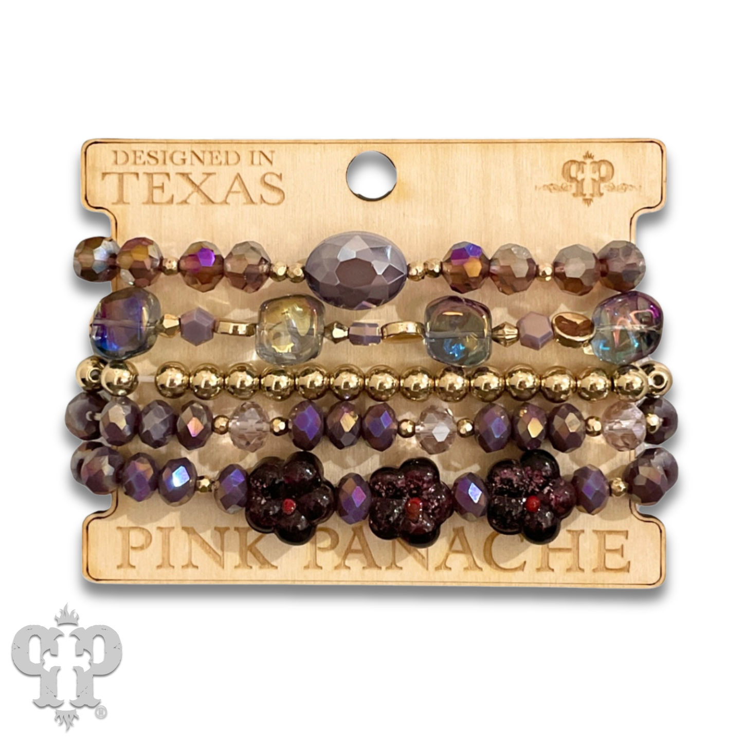Glass bead variety mix bracelet stack - LC