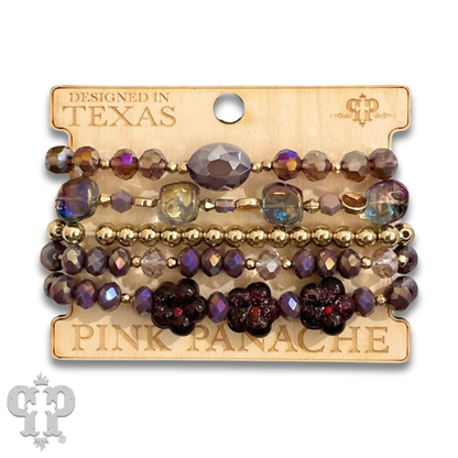 Glass bead variety mix bracelet stack - LC