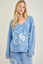 Mineral Washed Halfcut Daisy terry thermal top HT6810 j.her
