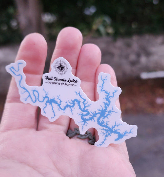 Bull Shoals Lake Coordinates - Waterproof Vinyl Sticker