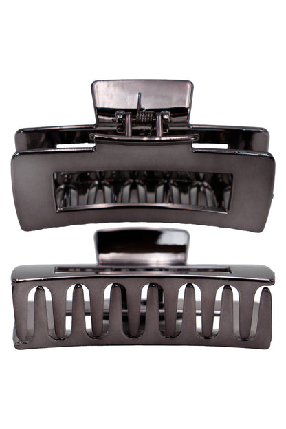 Metallic Wide Block Y2K Clip Hair Claw - 4 Inch