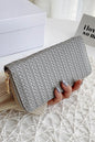 Trendy Vegan Leather Woven Weave Long Wallet