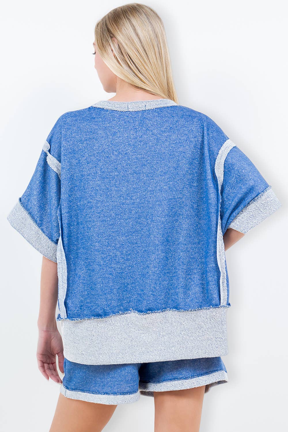 Oversize Reverse Contrast Banded Top HT4028