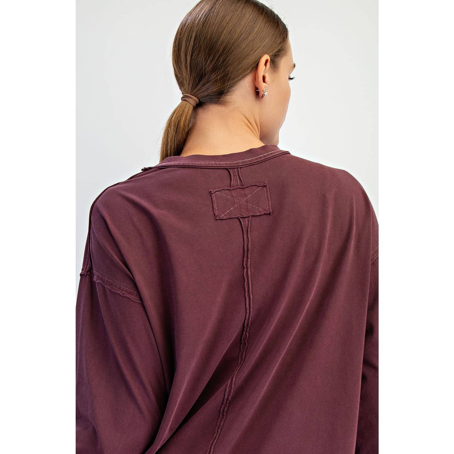 Rae Mode Pigment Washed Long Sleeve Cotton Top T0093