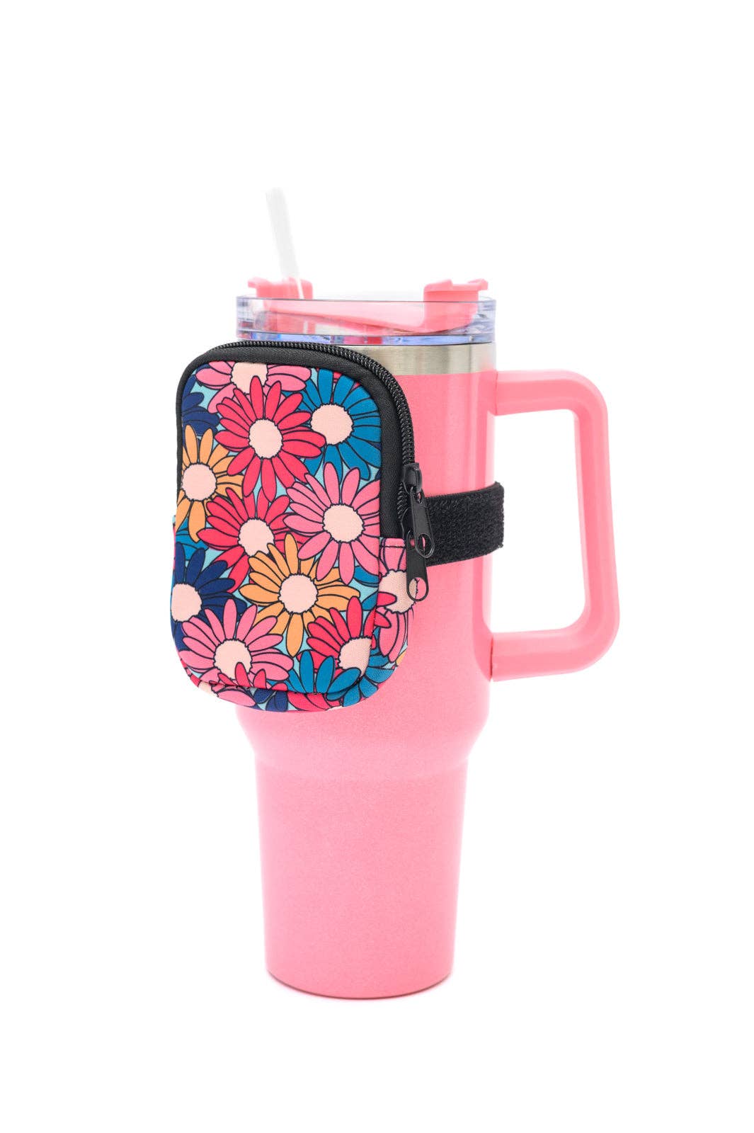 Tumbler Zip Pouches: Pink Background Floral