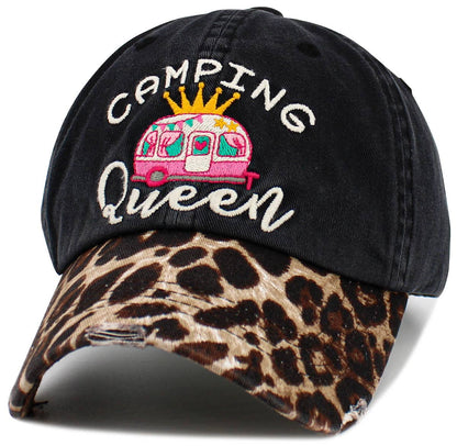 Camping Queen Vintage Ballcap: BLK