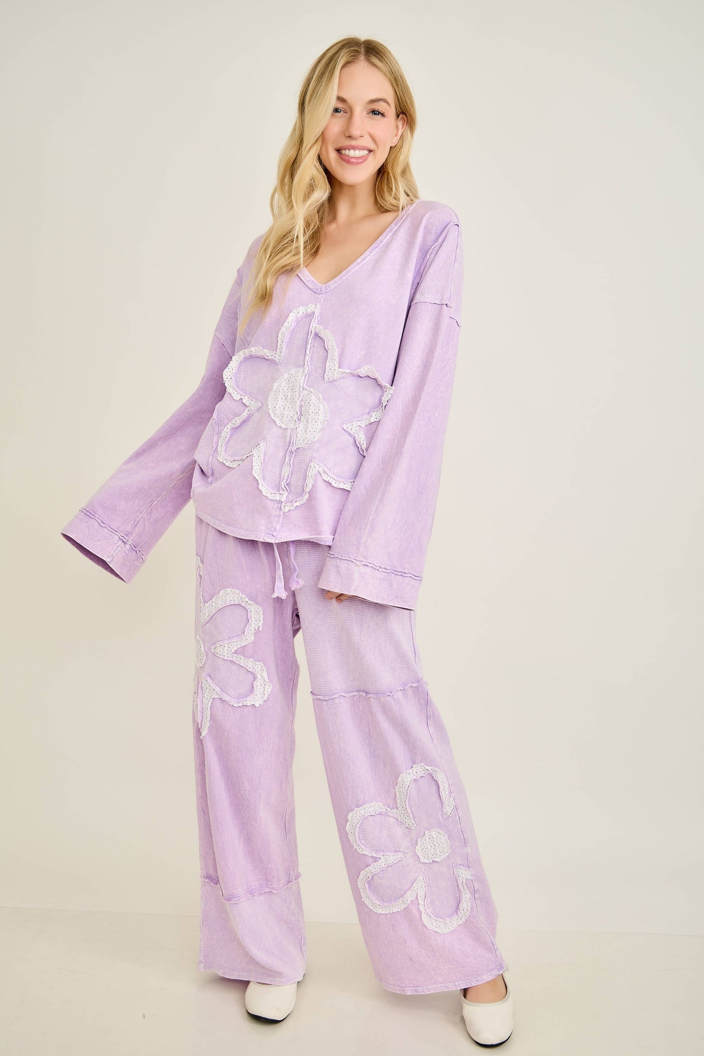Mineral Washed Halfcut Daisy terry thermal top HT6810 j.her