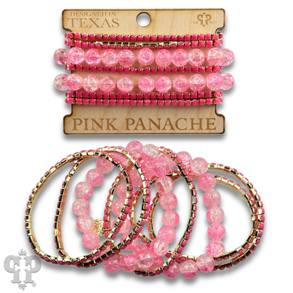 Mixed rhinestone and bead bracelet set