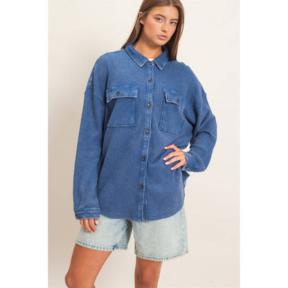 HYFVE Mineral Washed Waffle Knit Shacket DZ26E249