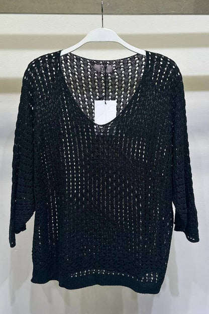 Ridge Rib Knit 3/4 Sleeve Top