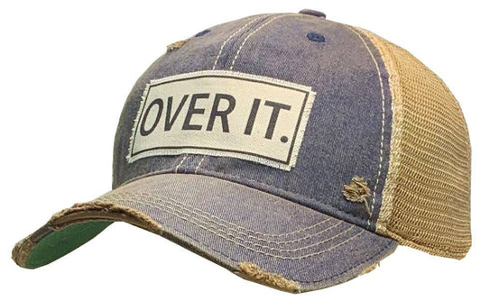 Over It. Distressed Trucker Hat Baseball Cap