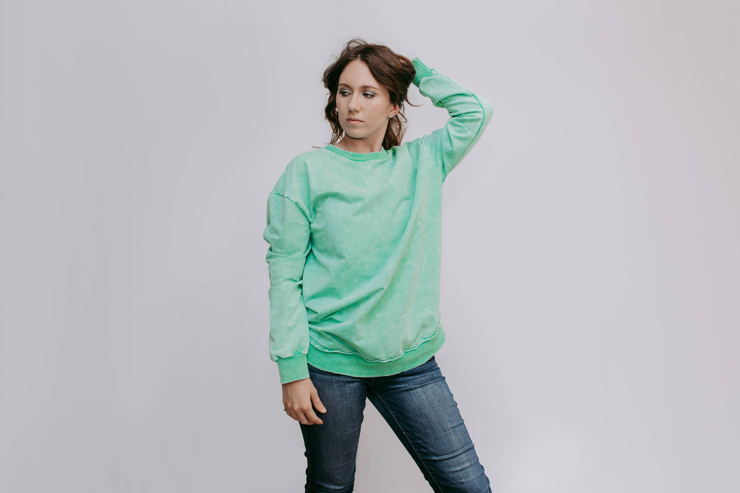 MK159 Acid Washed Sweatshirt - Turquiose