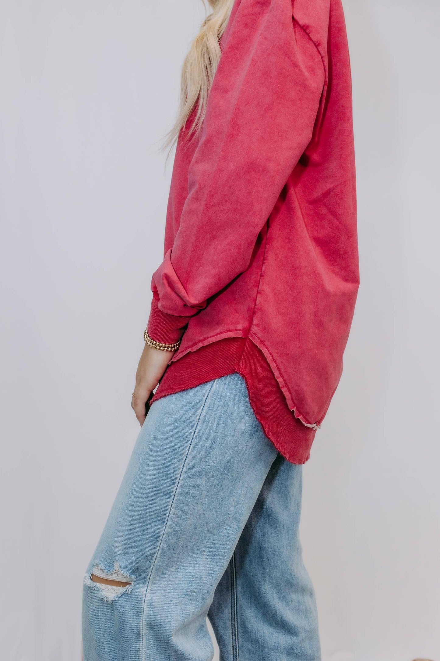 MK159 Acid Washed Sweatshirt - Maroon