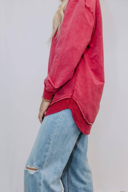MK159 Acid Washed Sweatshirt - Maroon