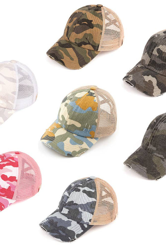 C.C Kids Camo Cotton Twill Pony Cap