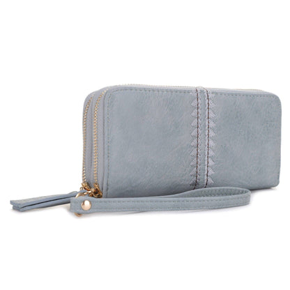 ES60164 Sherrie Double Zipper Wallet: Oatmeal