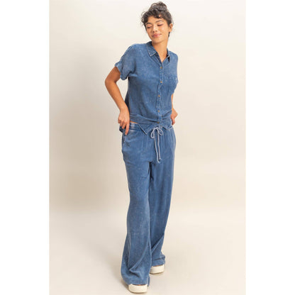 Hyfve DZ26A651 Mineral Washed Wide Leg Pants