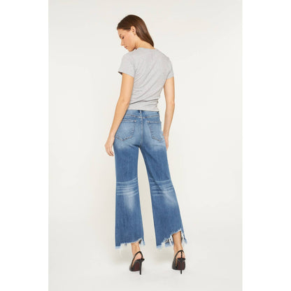 Mica High Distressed Wide Leg Crop Jeans