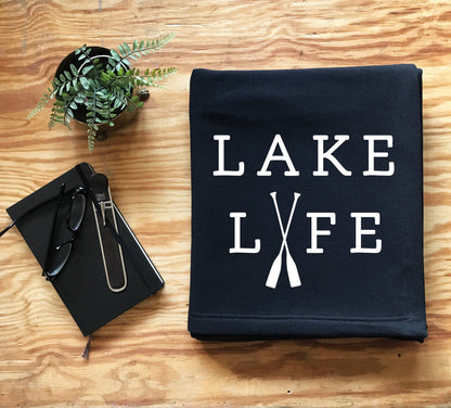 Lake Life Beach Blanket - Camping Sweatshirt Blanket: CHARCOAL