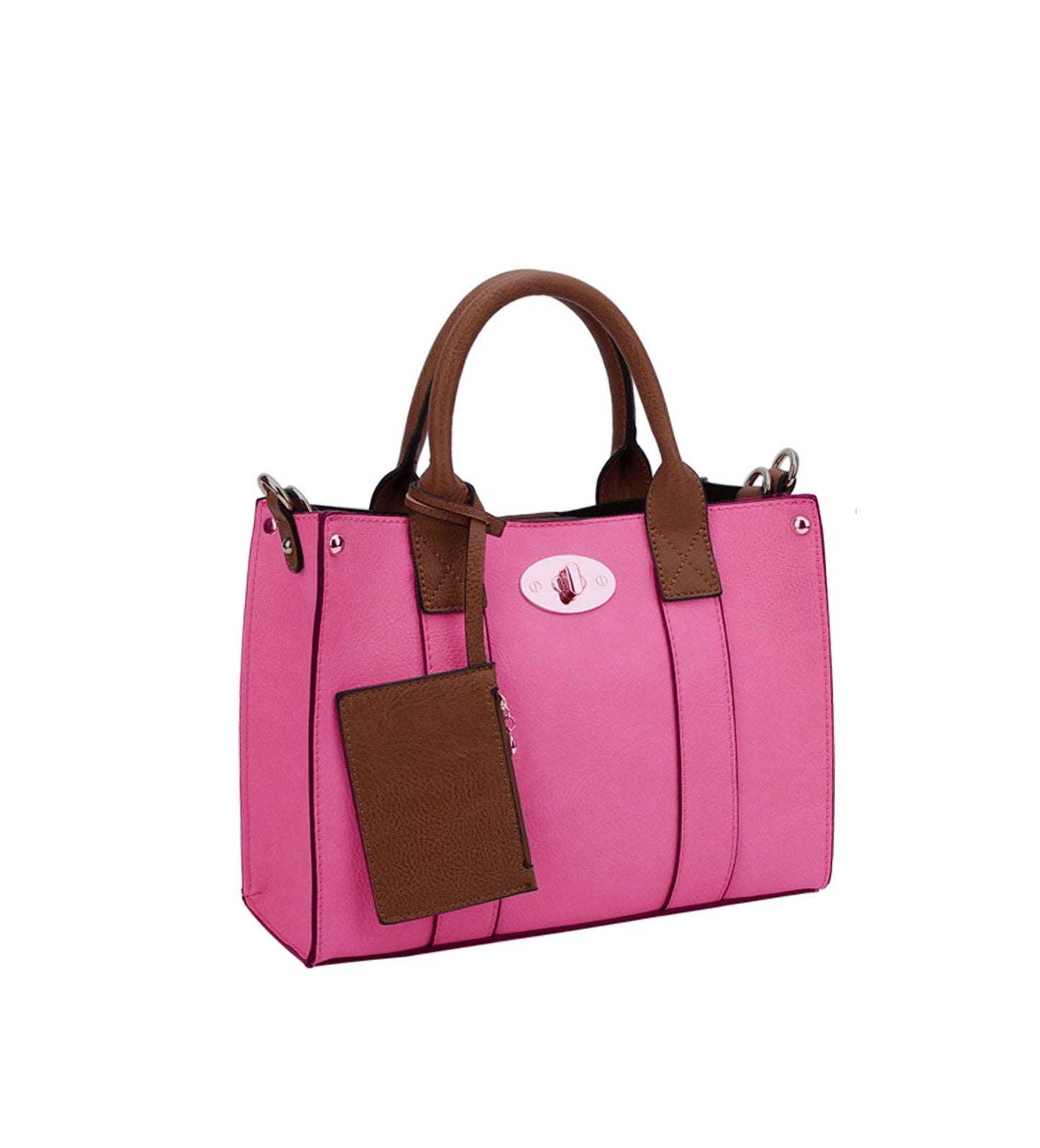 WU061 Cameran 3-in-1 Boxy Satchel & Crossbody: Rose Pink