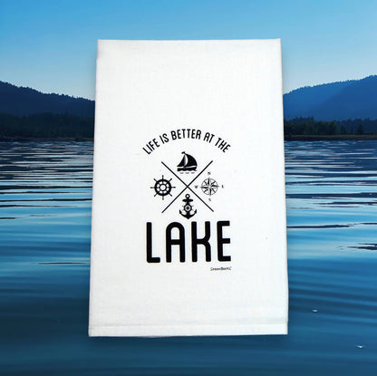 Life is Better at the Lake Flour Sack Kitchen Tea Towel