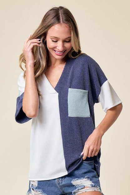 LMT3996-Trust Me In Colorblock Top