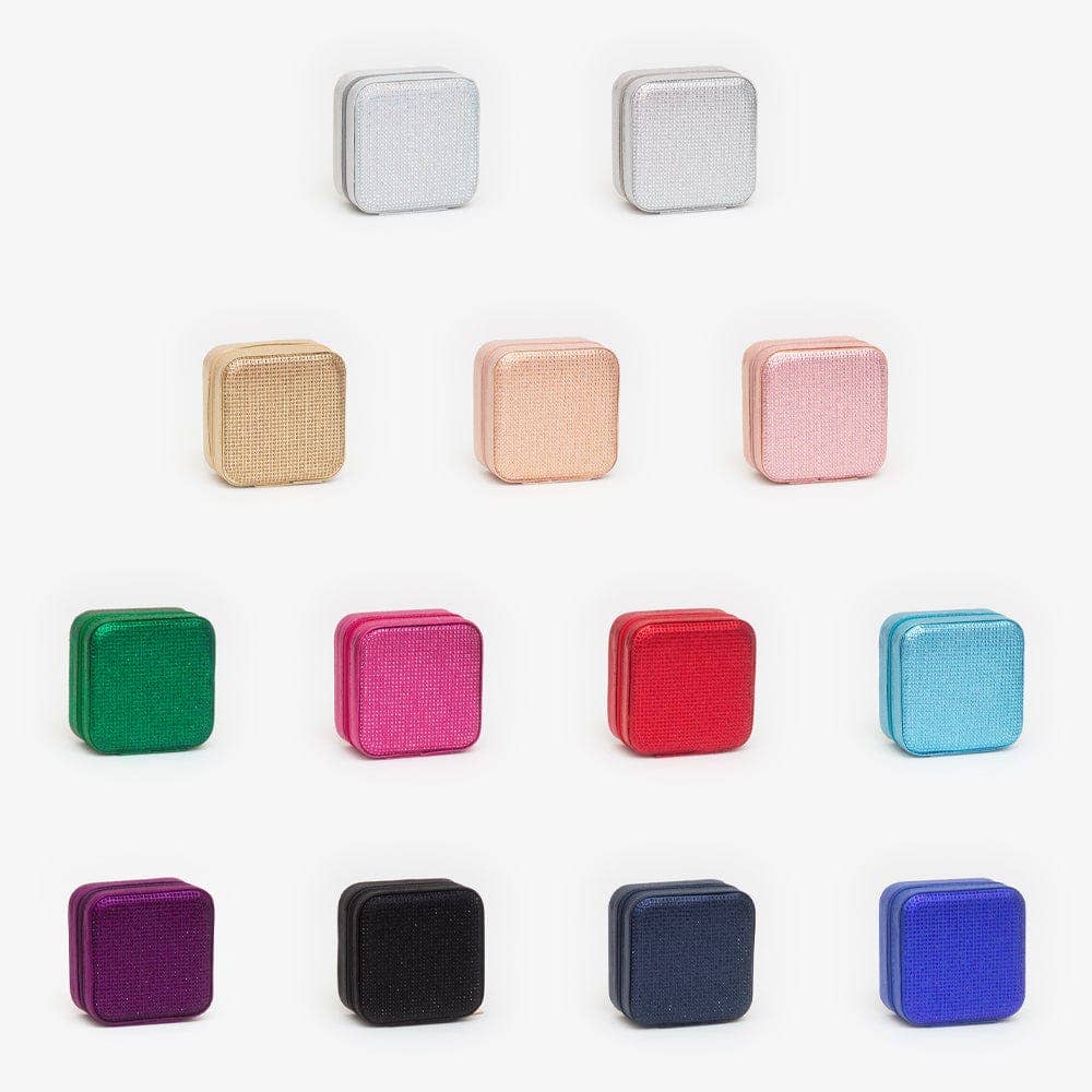 TG10699 Rhinestone Zip Around Square Jewelry Box