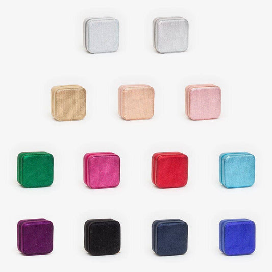 TG10699 Rhinestone Zip Around Square Jewelry Box