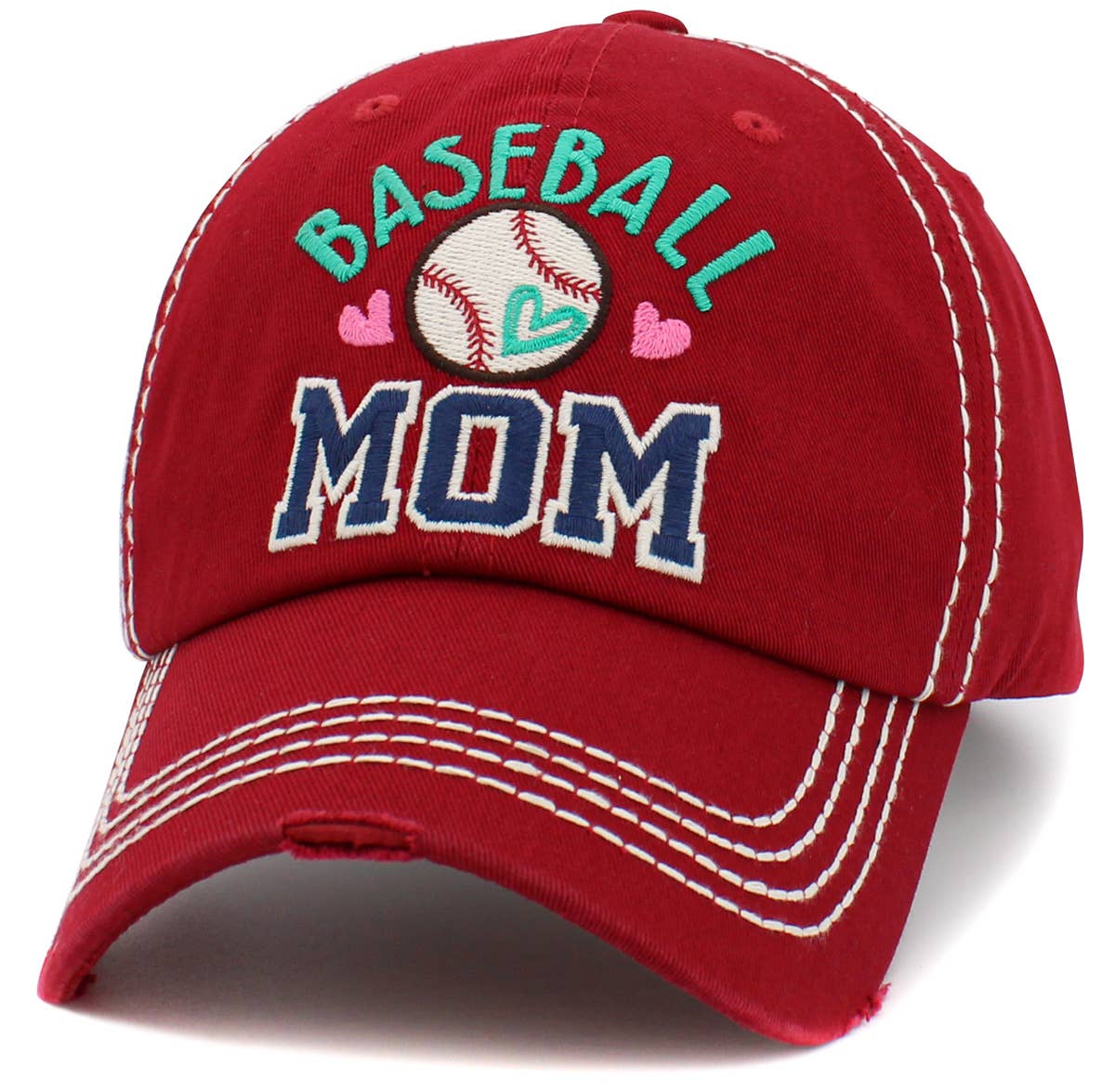 Baseball Mom Washed Vintage Ballcap: BUR