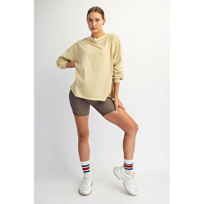 Rae Mode Pigment Washed Long Sleeve Cotton Top T0093