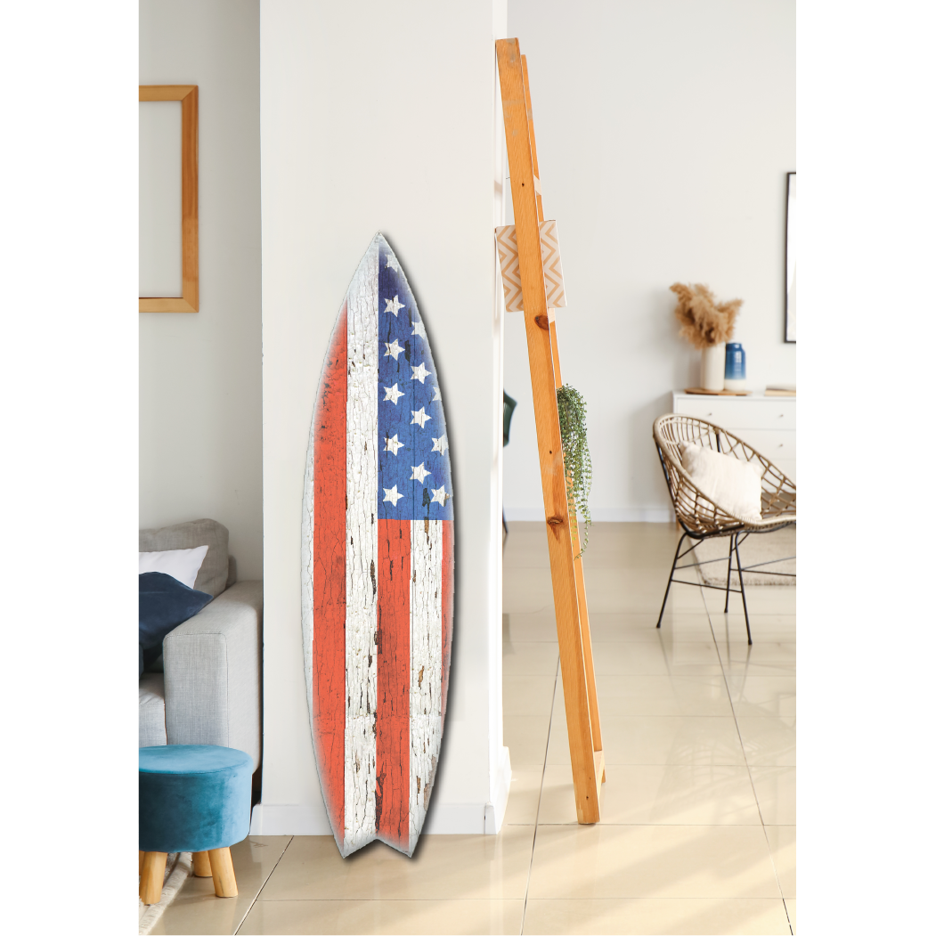 SURF BOARD WALL ACCENT US FLAG VERTICAL OR HORIZONTAL