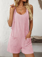 Rompers Overalls Knot Strap Shorts Jumpsuit: Pink / 65%Polyester+30%Viscose+5%Elastane / M