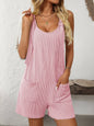Rompers Overalls Knot Strap Shorts Jumpsuit: Pink / 65%Polyester+30%Viscose+5%Elastane / S