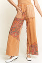 Mineral Wash Contrast Patch Wide Leg Pants HP5767