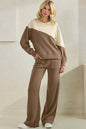 Womens Asymmetrical Two Tone Top Corduroy Sweatshirt
