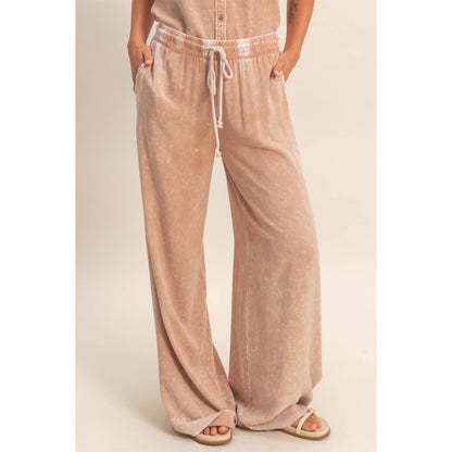 Hyfve DZ26A651 Mineral Washed Wide Leg Pants