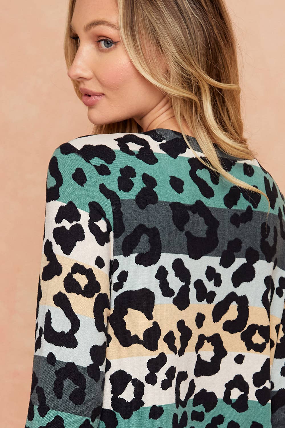 LMT2743-TWO STEPS ANIMAL PRINT STRIPED TOP