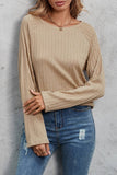 Ribbed Round Neck Knit Long Sleeve Top Shirt Little Daisy