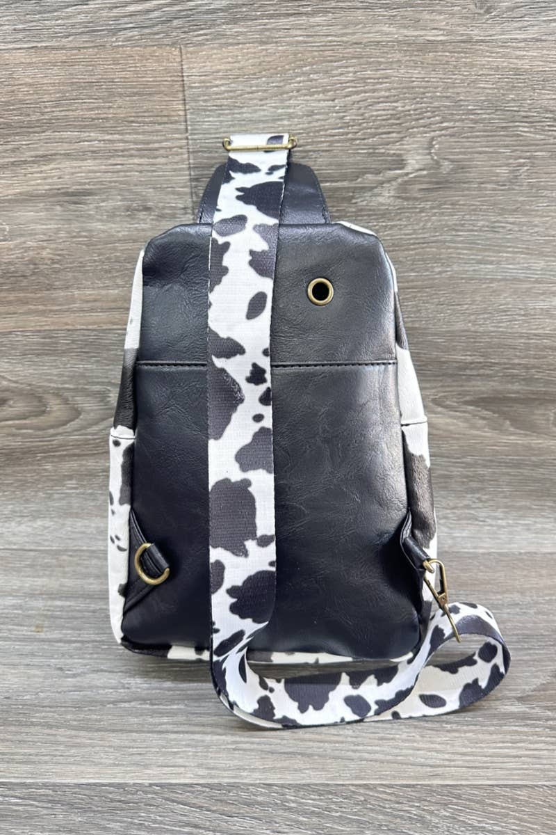 COW PRINT CROSSBODY SLING BAG PURSE