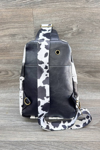 COW PRINT CROSSBODY SLING BAG PURSE