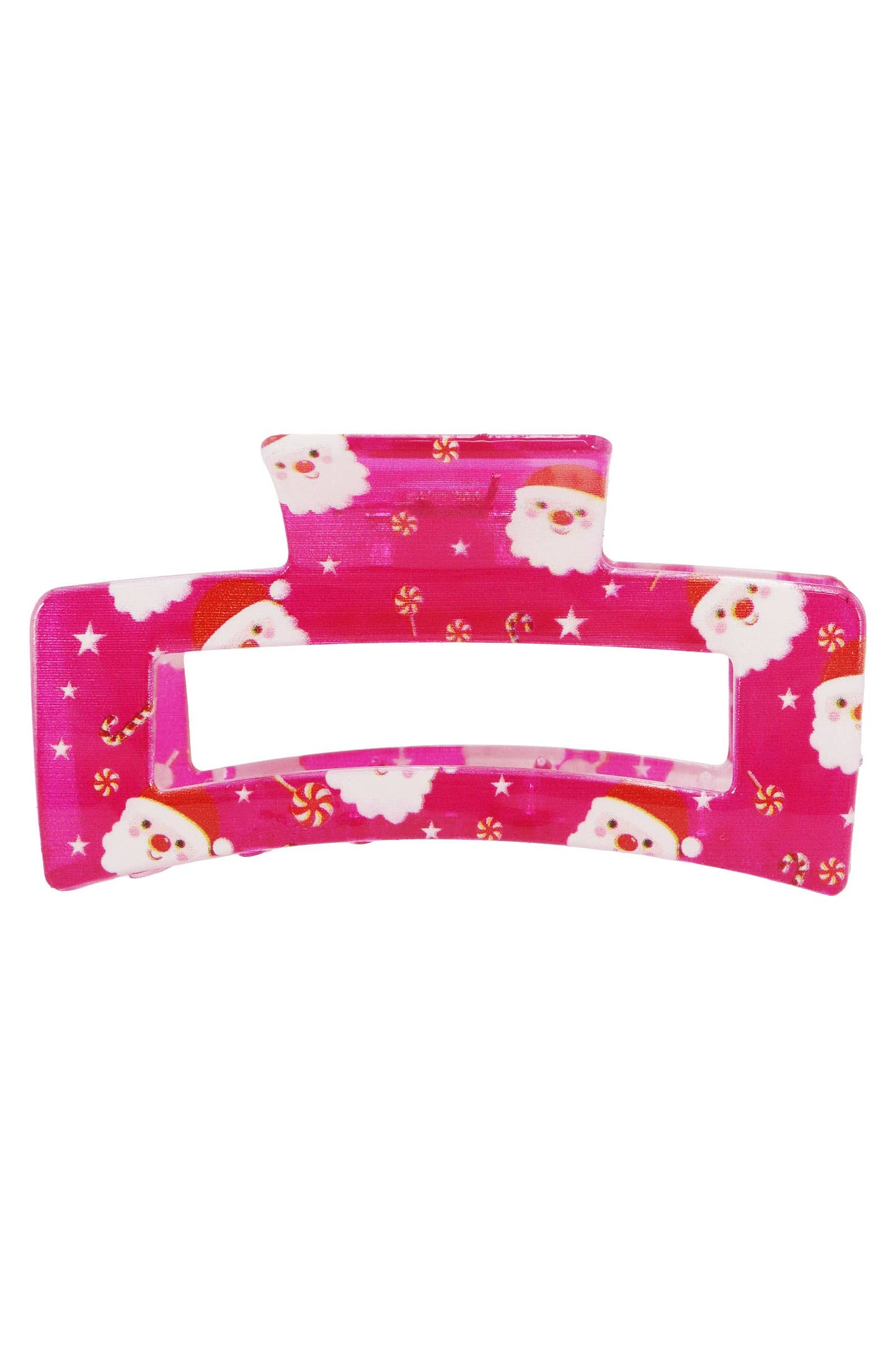 Christmas Santa Clear Block Hair Claw - 12 pcs